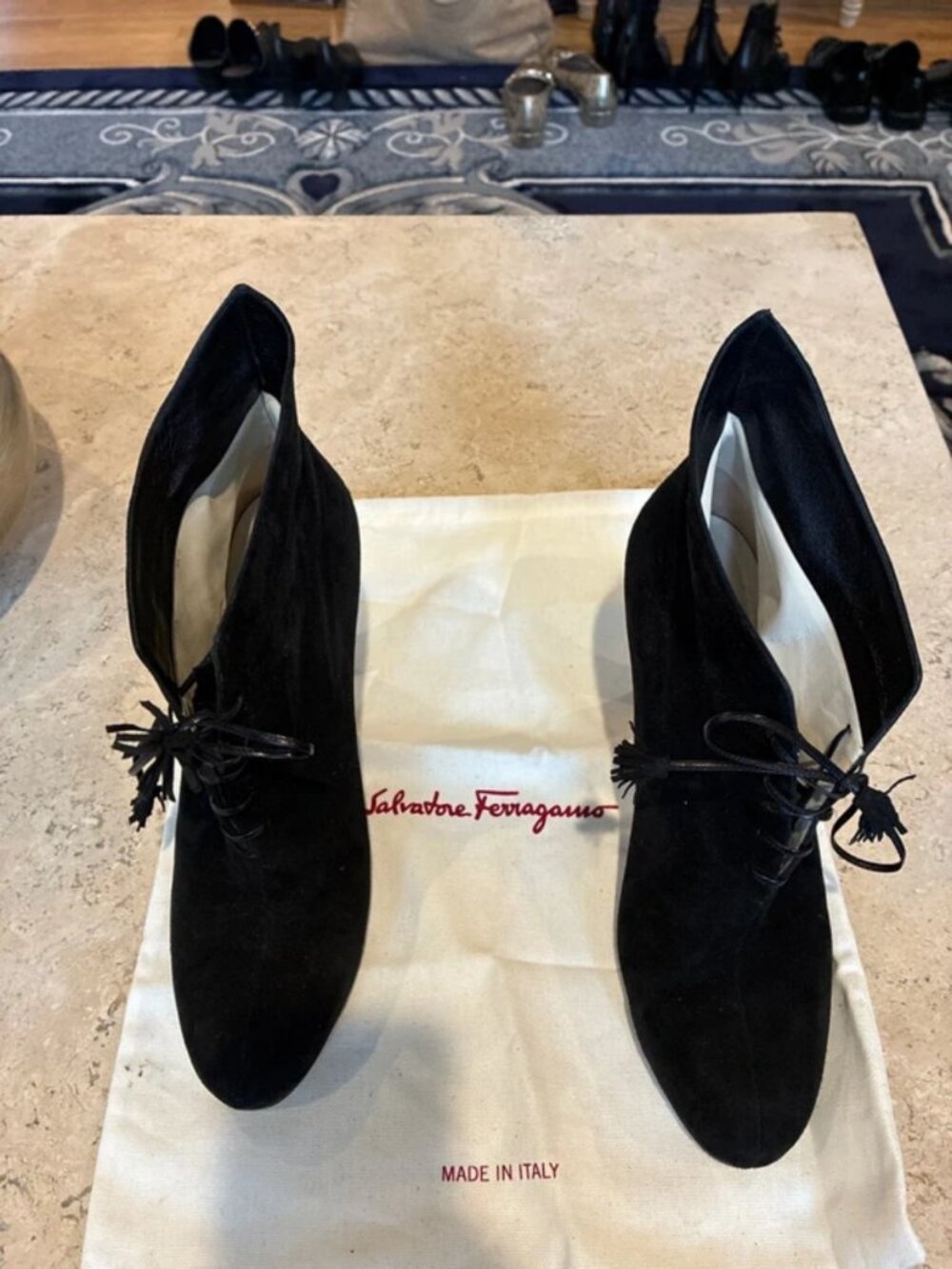 Luxury Designer Salvatore Ferragamo Suede Booties